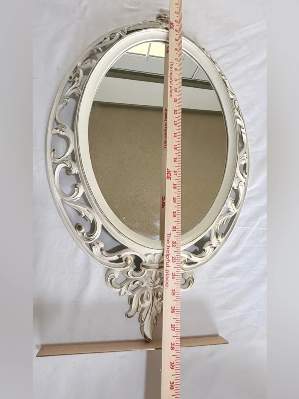 Vtg 1962 Syroco Gold Oval Acrylic Mirror Cream Gold French Provincial 28 1/2x17”